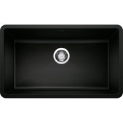 Blanco Precis Silgranit Super Single Undermount Kitchen Sink - Coal Black 442935